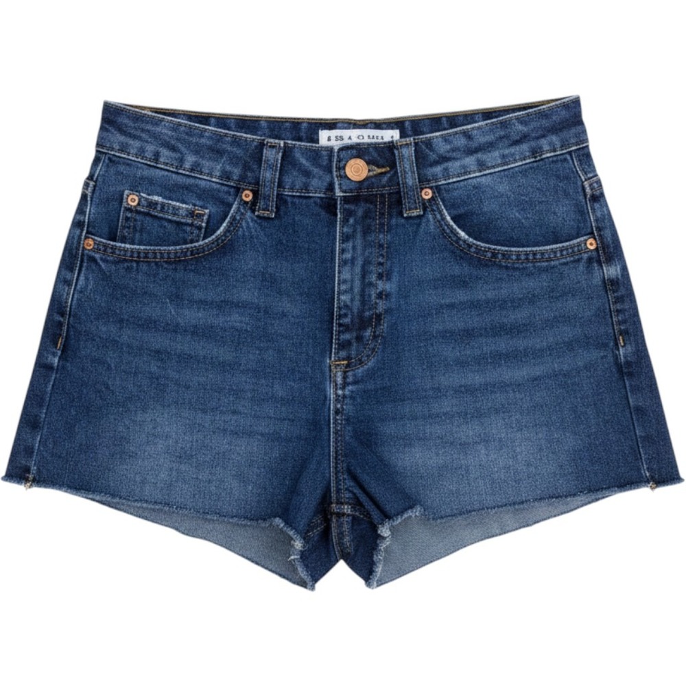 Denim Co Womens High Waisted Raw Hem Jean Shorts Medium Wash Blue Size 4